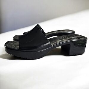 Wild Fable Black Jelly Platform‎ Block Heel Slides Sandals Woman Size 10 Retro
